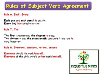 Subject verb agreement inquisitive minds