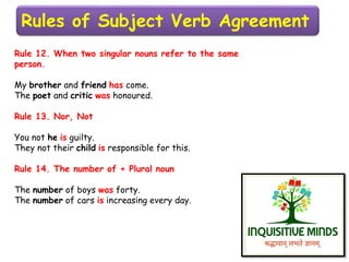 Subject verb agreement inquisitive minds