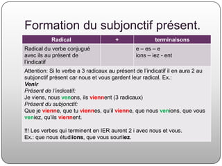 Formation du subjonctifprésent.