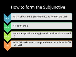 How to form the Subjunctive  