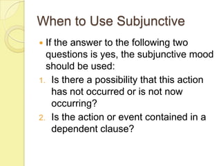 Subjunctive - Spanish II | PPTX