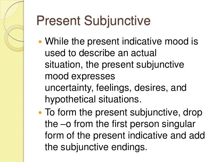 subjunctive spanish ii present subjunctive form