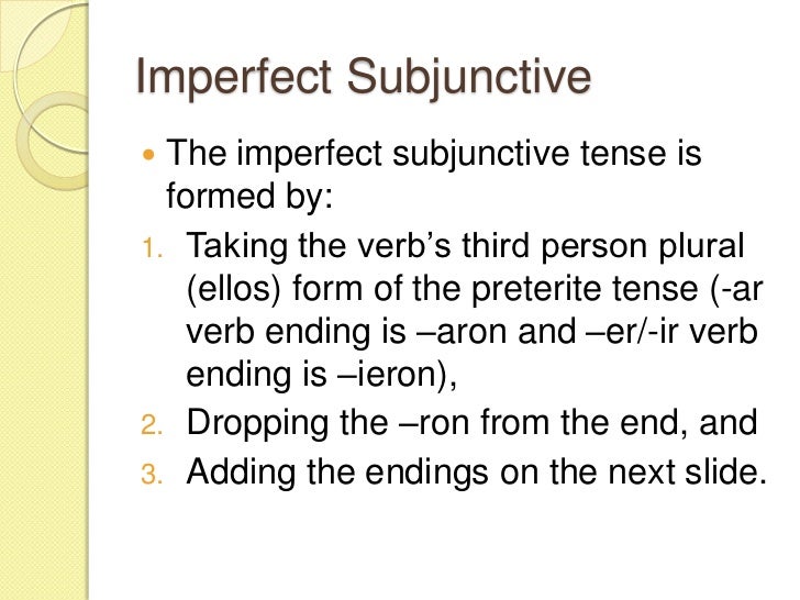subjunctive spanish ii how to form imperfect subjunctive