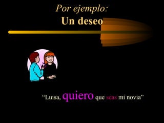 Por ejemplo:
Un deseo
“Luisa, quieroque seas mi novia”
 