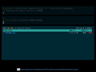 GIF https://github.com/sublee/pyconkr2015-profiling-resources/blob/master/remote.gif
 