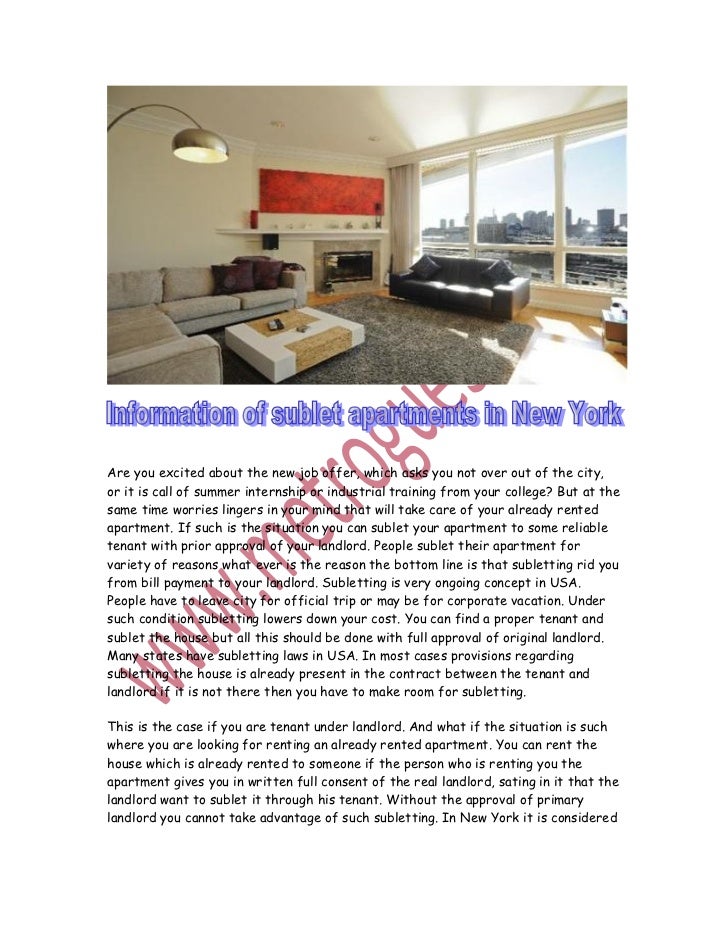Sublet apartment in new york