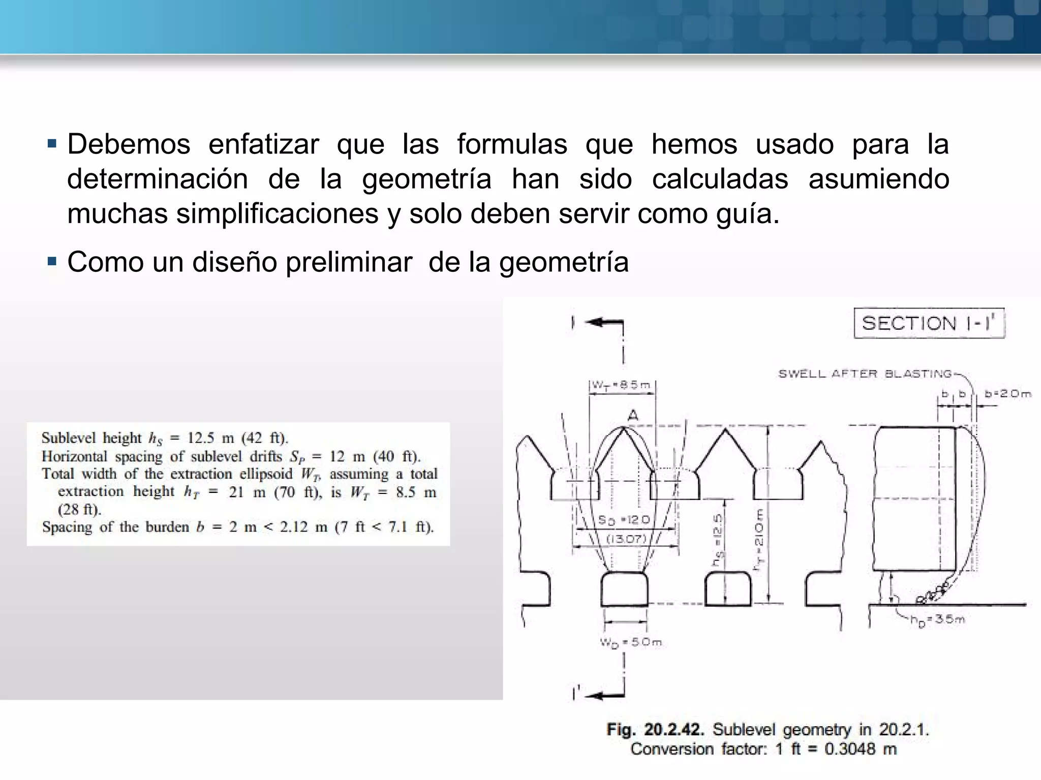  Debemos enfatizar que las formulas que hemos usado para la
determinación de la geometría han sido calculadas asumiendo
muchas simplificaciones y solo deben servir como guía.
 Como un diseño preliminar de la geometría
 