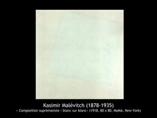 Kasimir Malévitch (1878-1935)
« Composition suprématiste : blanc sur blanc» (1918, 80 x 80, MoMA, New York)
 