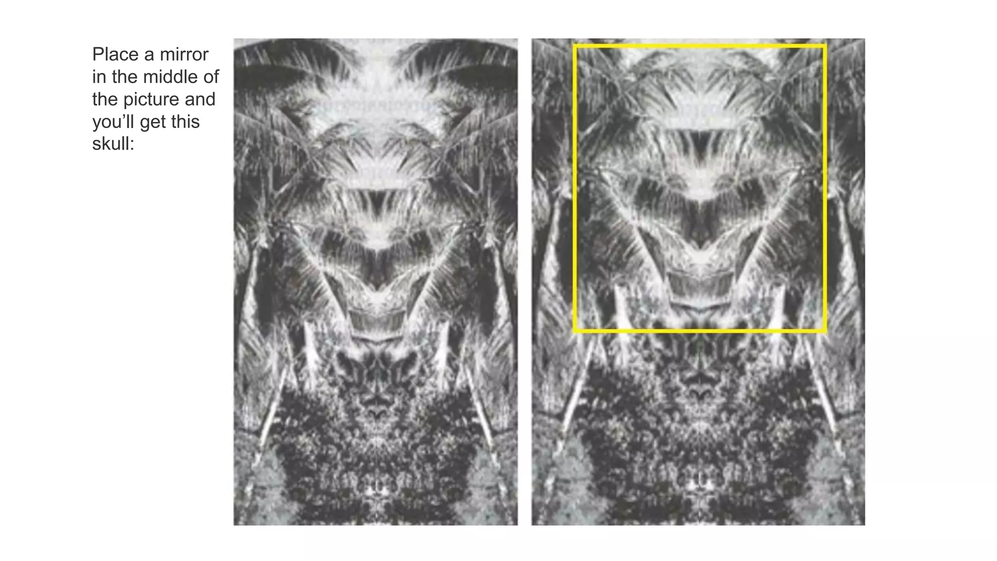 Place a mirror
in the middle of
the picture and
you’ll get this
skull:
 
