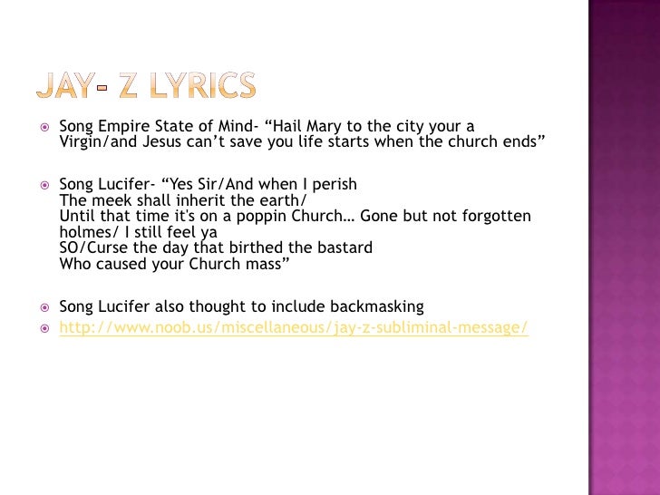 Subliminal Message In Jay Z Music
