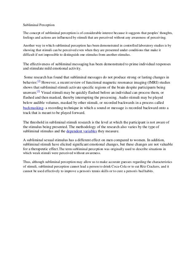 subliminal perception definition subliminal perception definition