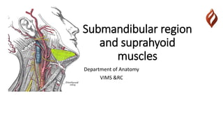 Submandibular region
and suprahyoid
muscles
Department of Anatomy
VIMS &RC
 