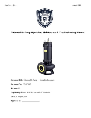 Submersible Pump Operation, Maintenance & Troubleshooting Manual | PDF