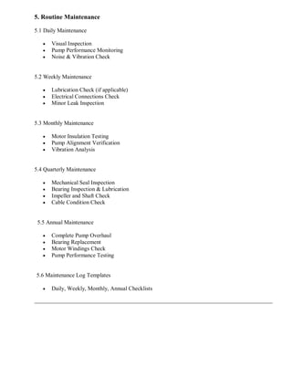 Pump Maintenance Plan.pdf Submersible Pump Operation, Maintenance & Troubleshooting Manual | PDF