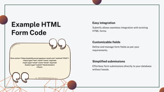 Submify – Free HTML Form Backend for Static Websites (No Code Needed) | PDF