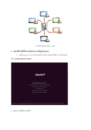 Multi User
3.
boot CD-ROM CD-ROM iso
Install Ubuntu Server
 