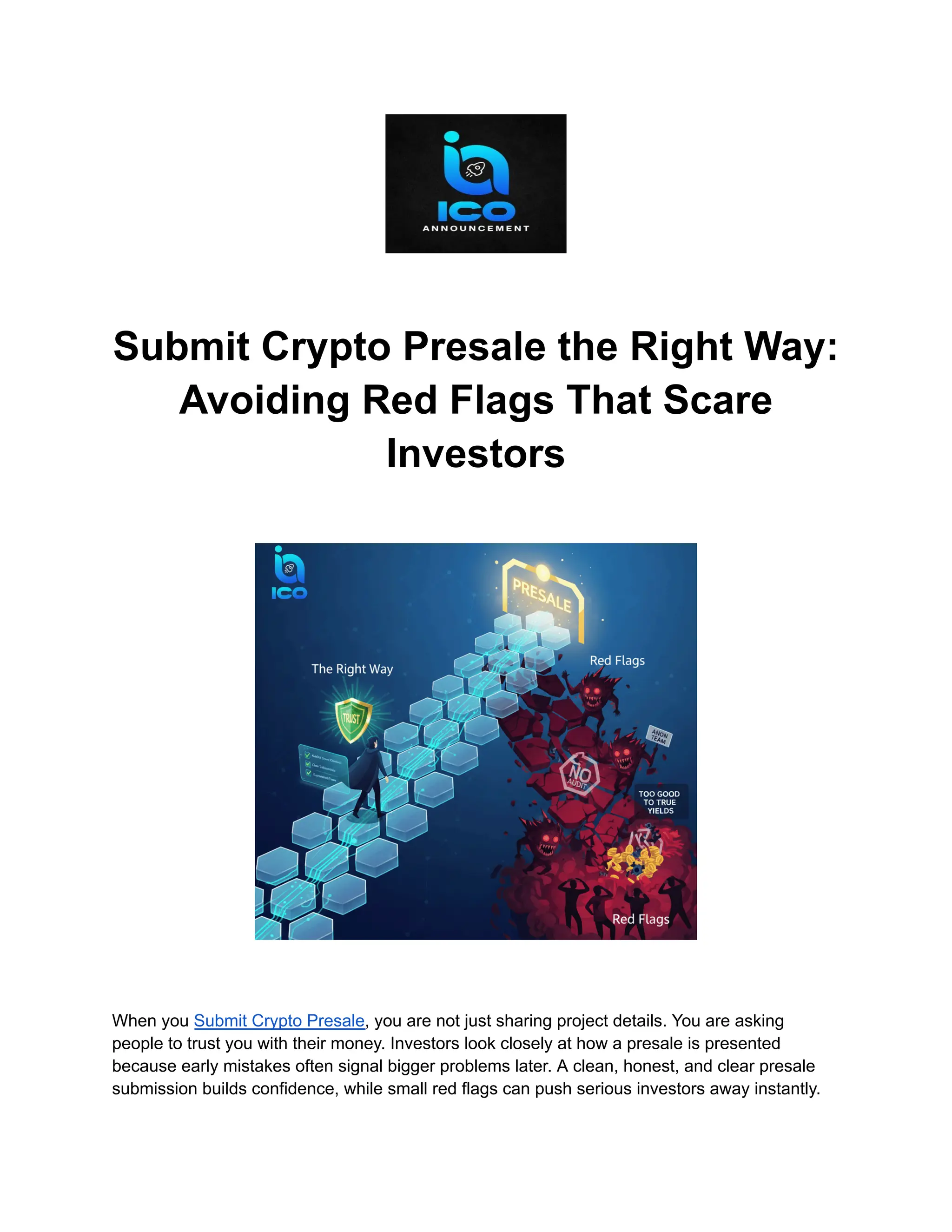 Submit Crypto Presale the Right Way Avoiding Red Flags That Scare Investors  | PDF