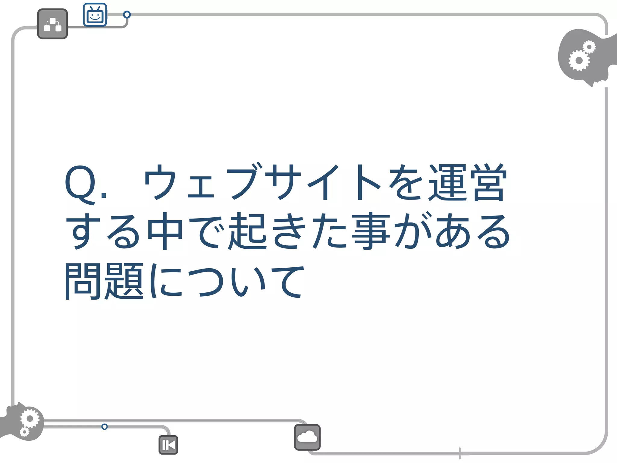 Q．ウェブサイトを運営
する中で起きた事がある
問題について

 
