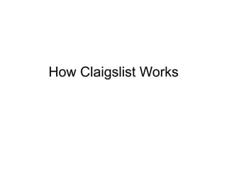 How Claigslist Works
 