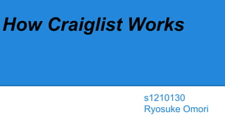 How Craiglist Works
s1210130
Ryosuke Omori
 