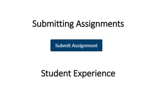 Student Experience
Submitting Assignments
 