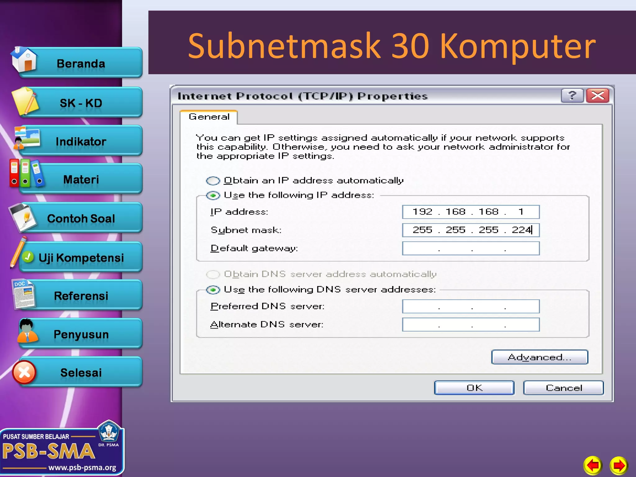 Subnetmask 30 Komputer
 
