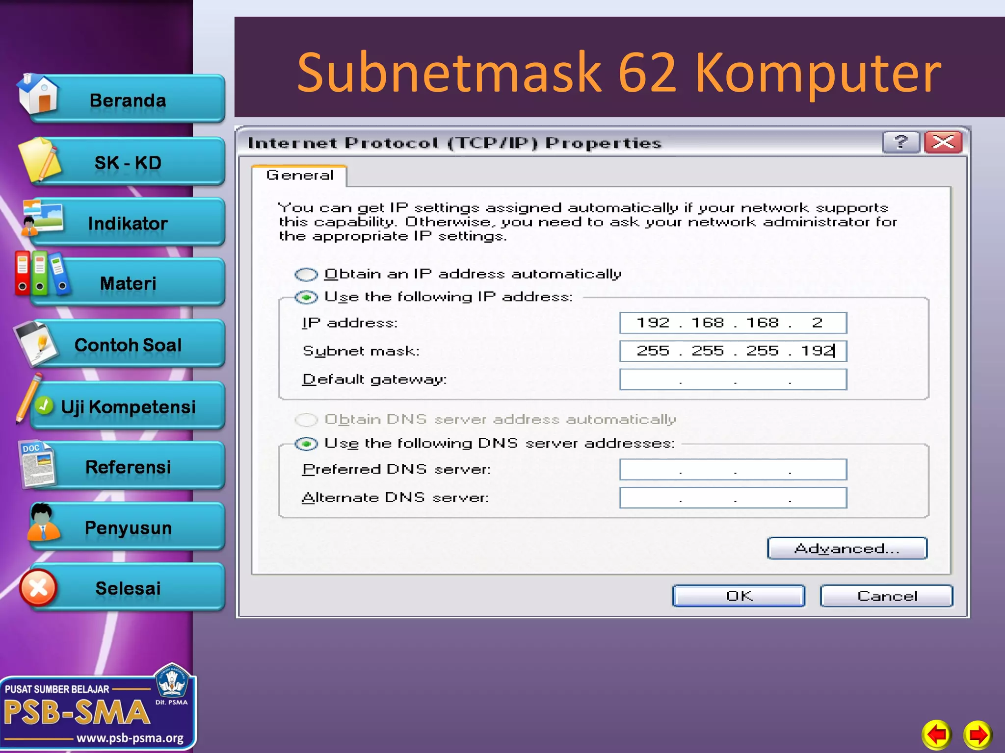 Subnetmask 62 Komputer
 