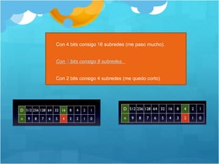 Con 4 bits consigo 16 subredes (me paso mucho).
Con 3 bits consigo 8 subredes.
Con 2 bits consigo 4 subredes (me quedo corto)
 
