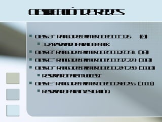 Caifaió d R d s
 l icc n e e e
  s

   Cas – R n od lr e ot t 1 2
     l A ag epim r c c -16 ( )
      s                  eo      0
     17 ee a o a l p ak
       2 rsr d p r o b c.
            v      a o
   Cas - R n od lr e ot t 18 9 ( 0
     l B ag epim r c c 2-11 1)
      s                 eo
   Cas - R n od lr e ot t 12 2 ( 1)
     l C ag epim r c c 9-23 10
      s                 eo
   Cas - R n od lr e ot t 24 3 ( 10
     l D ag epim r c c 2-29 11)
      s                 eo
     R sr d p r m l at
       eev o aa uics
          a         t .
   Cas - R n od lr e ot t 20 5 ( 11
     l E ag epim r c c 4-25 11)
      s                 eo
     R sr d p r inet aió .
       eev o aa vs c n
          a          ig
 