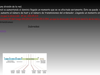 Subredes: Cuando la red va creciendo se hace necesaria una división de la red.