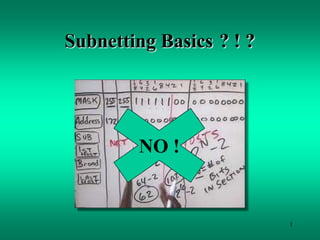 Subnetting Basics ? ! ?




        NO !


                          1
 