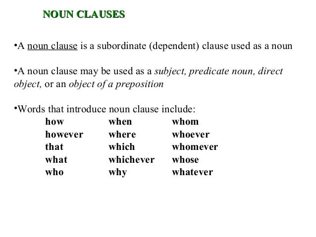 Subordinate clauses
