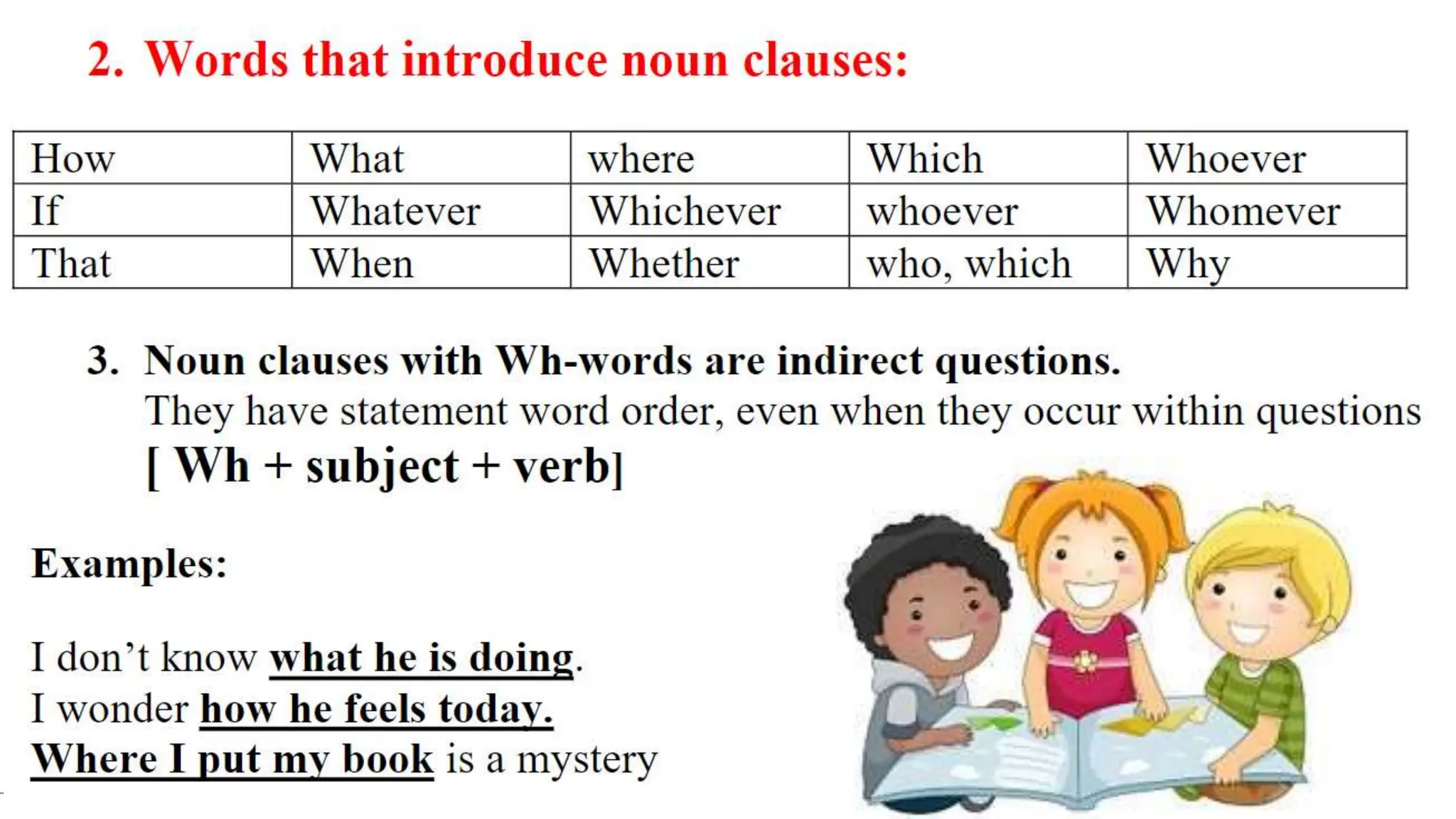 Subordinate clauses for grade 5 students