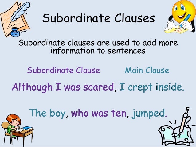 subordinate clause homework year 5