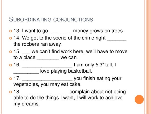 subordinating conjunctions