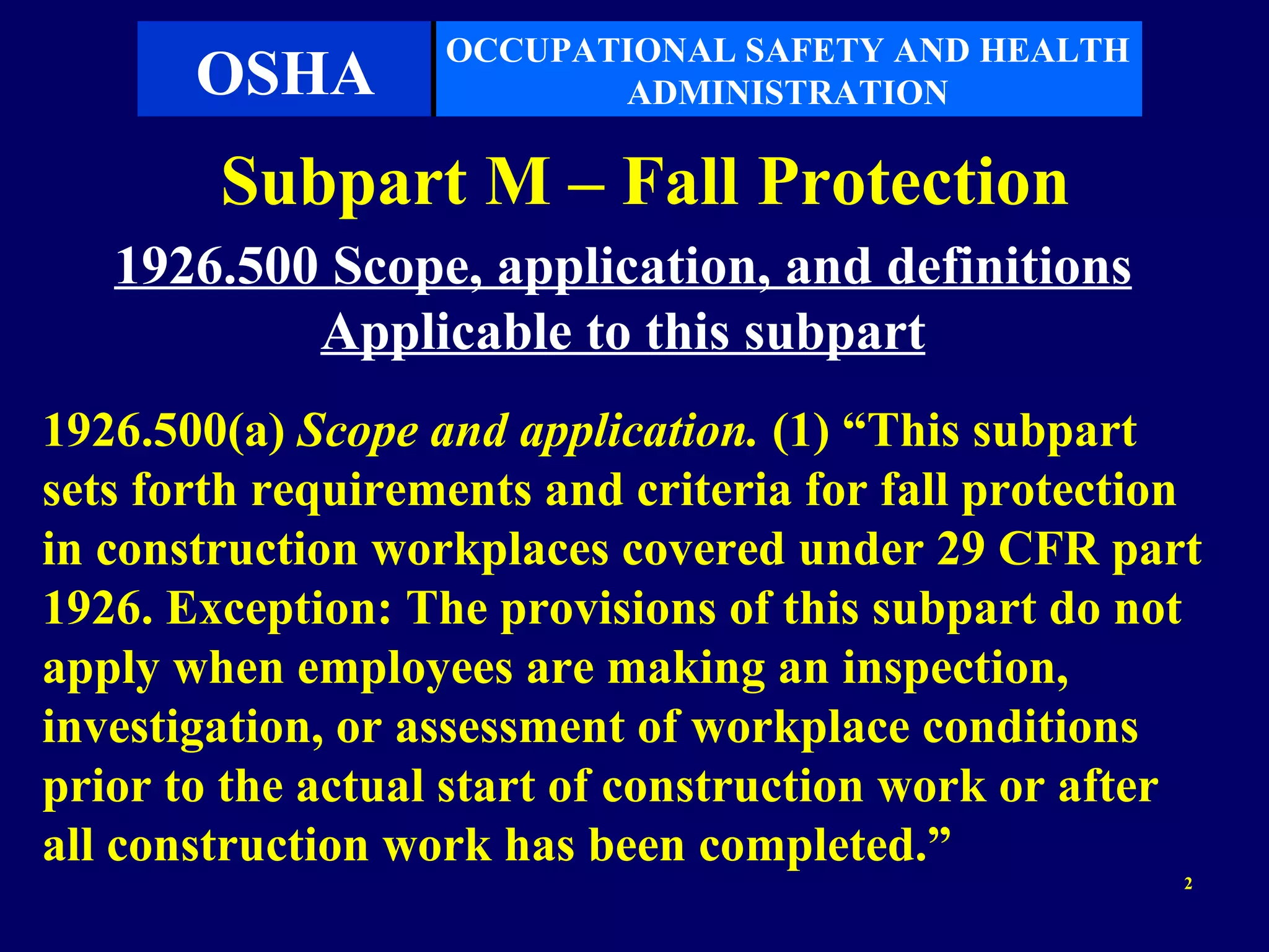 Subpart M - Fall Protection | PPT