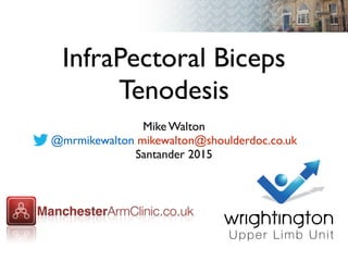 InfraPectoral Biceps
Tenodesis
Mike Walton
@mrmikewalton mikewalton@shoulderdoc.co.uk
Santander 2015
 
