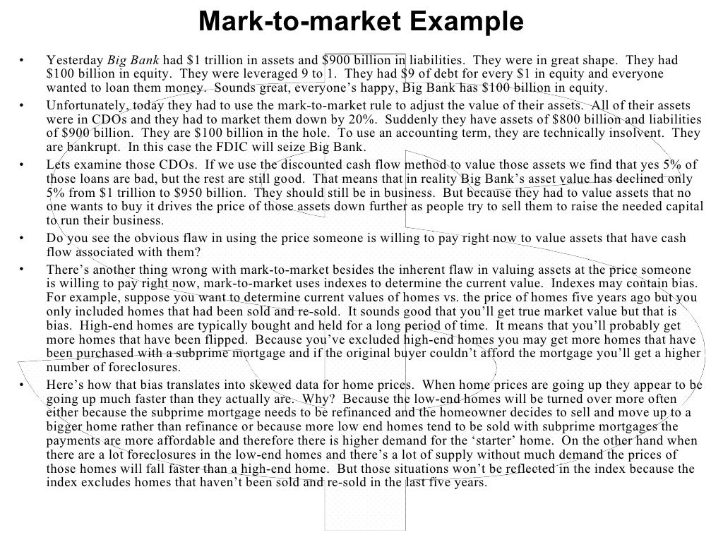 Marktomarket Example Yesterday Big Bank