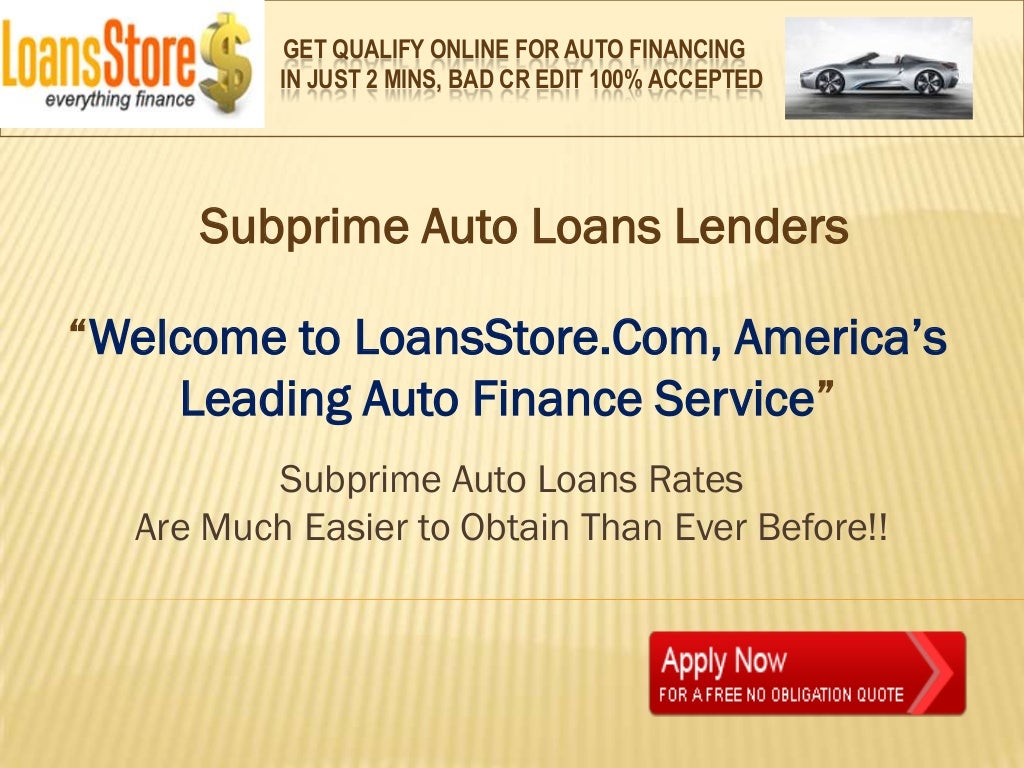 Subprime Auto Loans Lenders