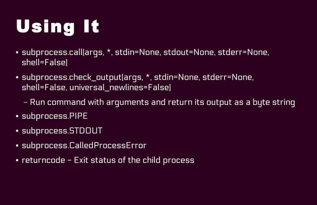 Python Subprocess | PPT