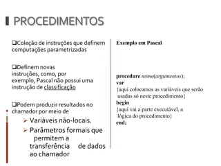 Especifica a lista de parâmetros.<palavra especial><nome>(parâmetros):(retorno)