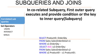 Subqueriesandjoins unit6 | PPT
