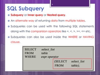 Sub query_SQL | PPT