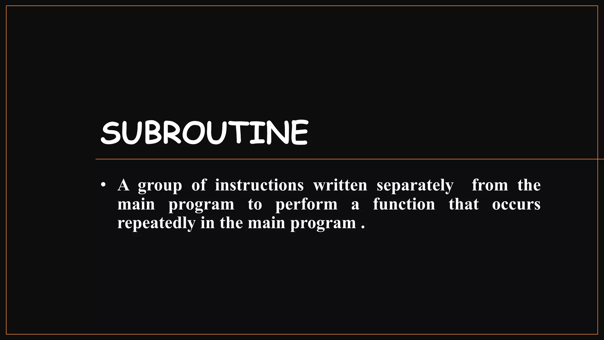 Subroutine | PPTX