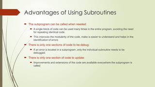 Subroutines igcses computer science powerpoint | PPTX