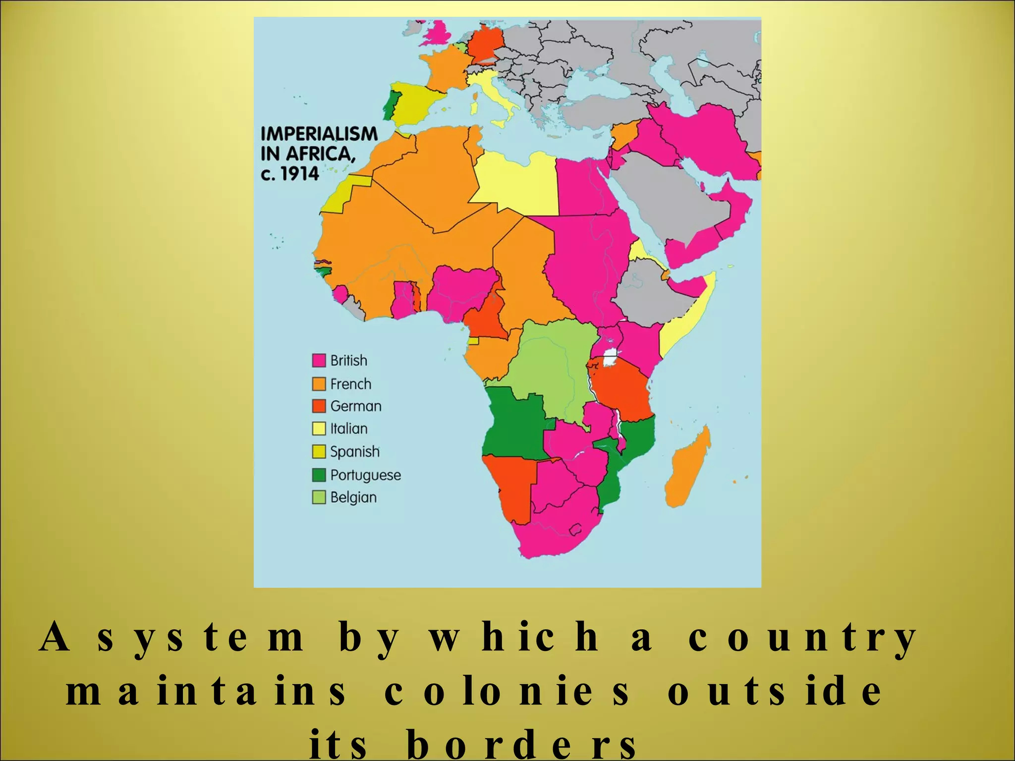 A system by which a country maintains colonies outside its borders 