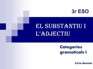 EL SUBSTANTIU i
L’ADJECTIU
Categories
gramaticals I
Sílvia Montals
3r ESO
 