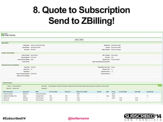 #Subscribed14 @twittername
8. Quote to Subscription
Send to ZBilling!
 