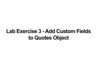 Lab Exercise 3 - Add Custom Fields
to Quotes Object
 