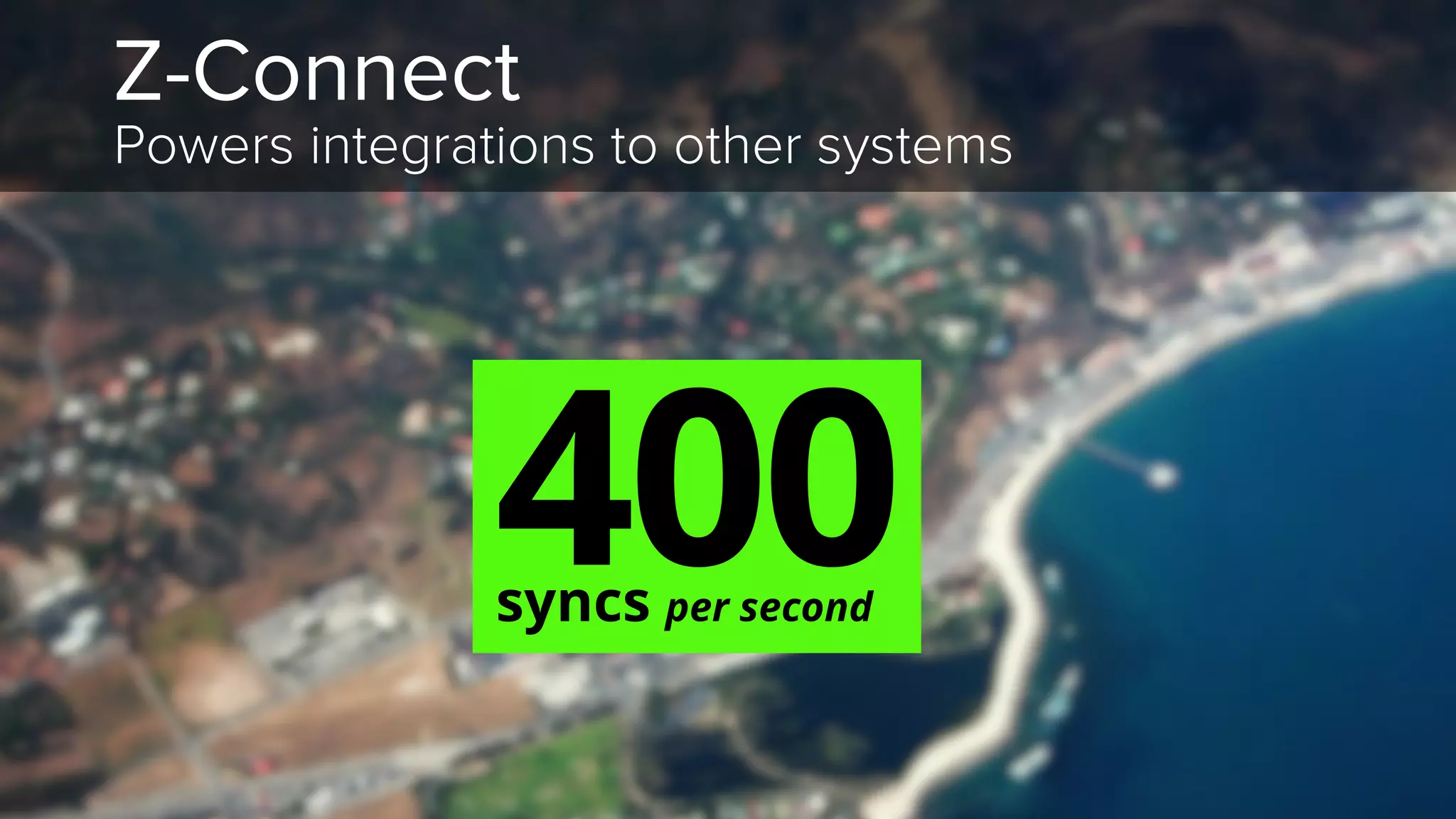 400syncs per second
Z-Connect
Powers integrations to other systems
 